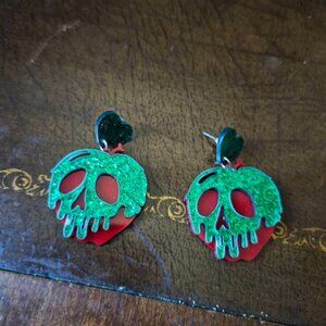 Disney Snow White Evil Queen Sequin Dangle Poison Apple Earrings